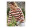 MAYFLOWER DIXIE1 - Tee-shirt manches 3/4 en coton rib : rayures crème, beige, taupe et orange-1