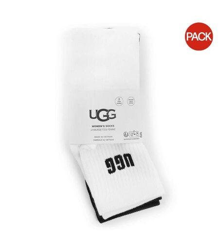 Lot De 2  Chaussettes Motif/style Logo Quinlin Adulte Blanc Noir UGG
