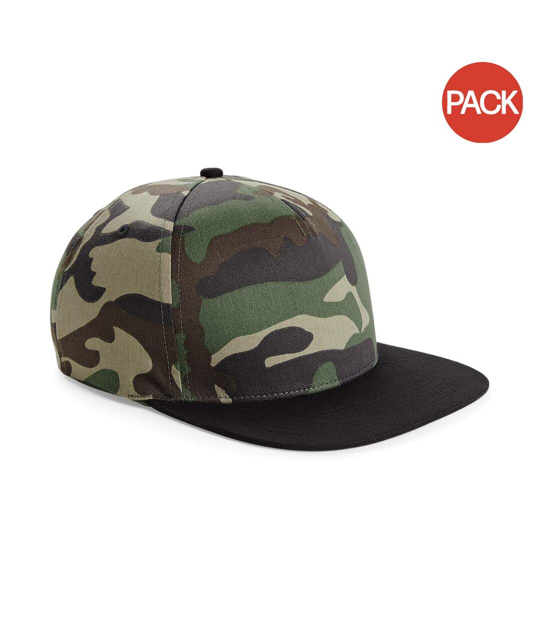 Lot de 2  casquettes de baseball homme camouflage jungle/noir Beechfield-1