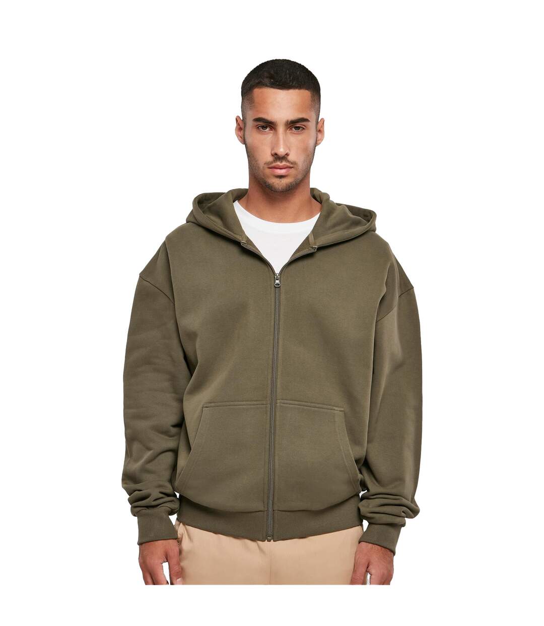 Veste À Capuche Style Rétro Homme Olive Build Your Brand-1