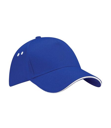 Unisex adult ultimate sandwich peak cap bright royal blue/white Beechfield