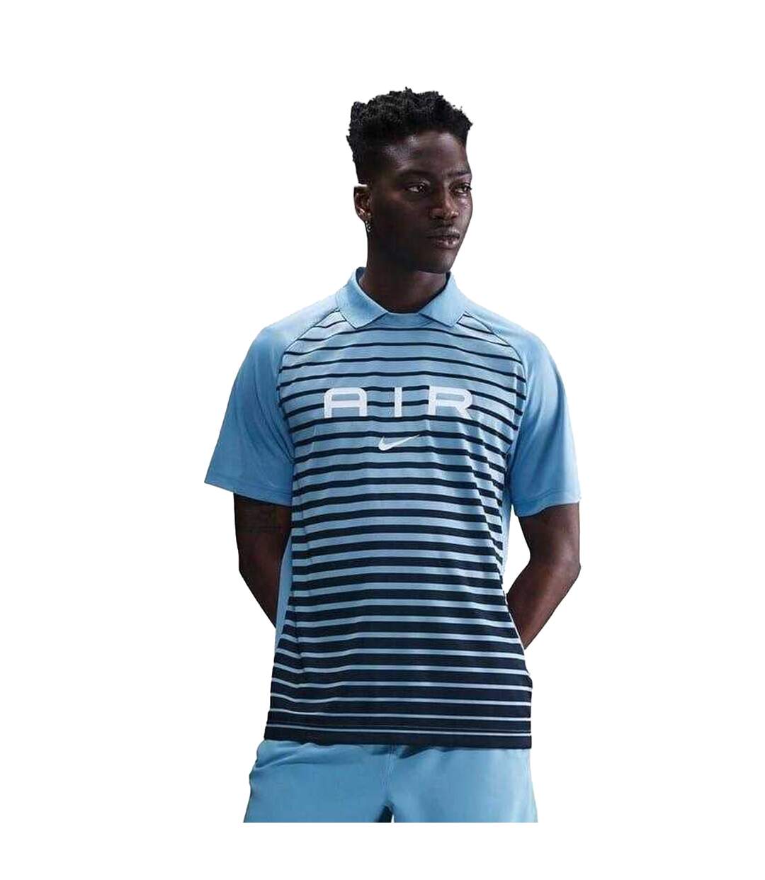 Mens Air Swoosh Stripes Polo Shirt Blue Nike-4