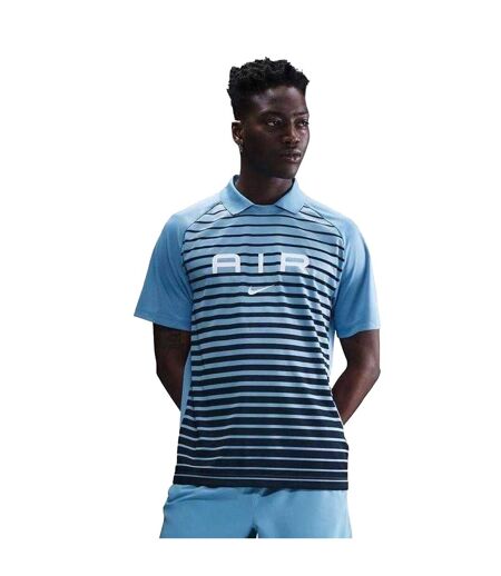 Mens Air Swoosh Stripes Polo Shirt Blue Nike