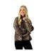 Blouse Manches Bouffantes Motif/style Imprimé Léopard Femme Noir Beige Biba-1