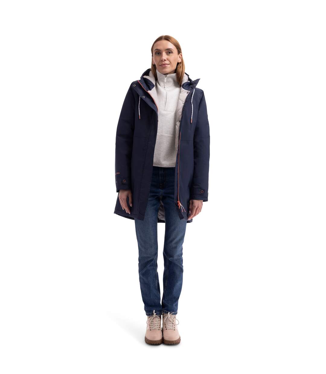 Doudoune Imperméable Unie À Capuche Ajustable Melissa Femme Bleu Marine Trespass-1