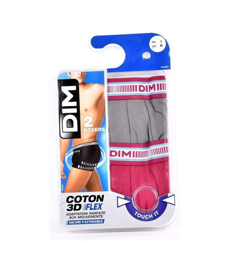 Boxer DIM Homme en coton stretch ultra Confort -Assortiment modèles photos selon arrivages- Pack de 2 Boxers 3D Flex Lie de Vin