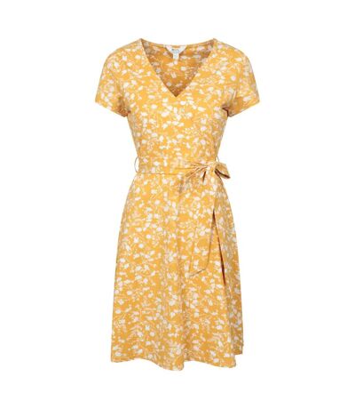 Womens/ladies Santorini Uv Jersey Wrap Dress Yellow Mountain Warehouse