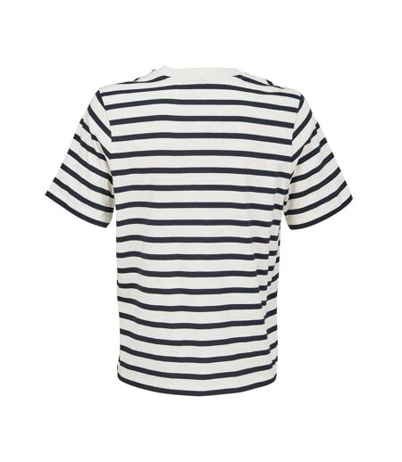 T-shirt Legend Femme Blanc Cassé Bleu Marine SOLS