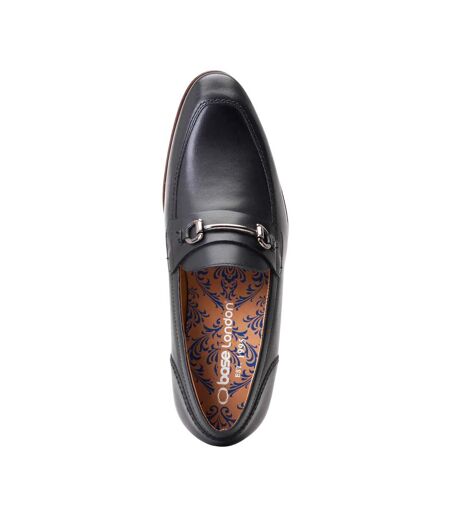 Mens Russo Buckle Leather Loafers Black Base London
