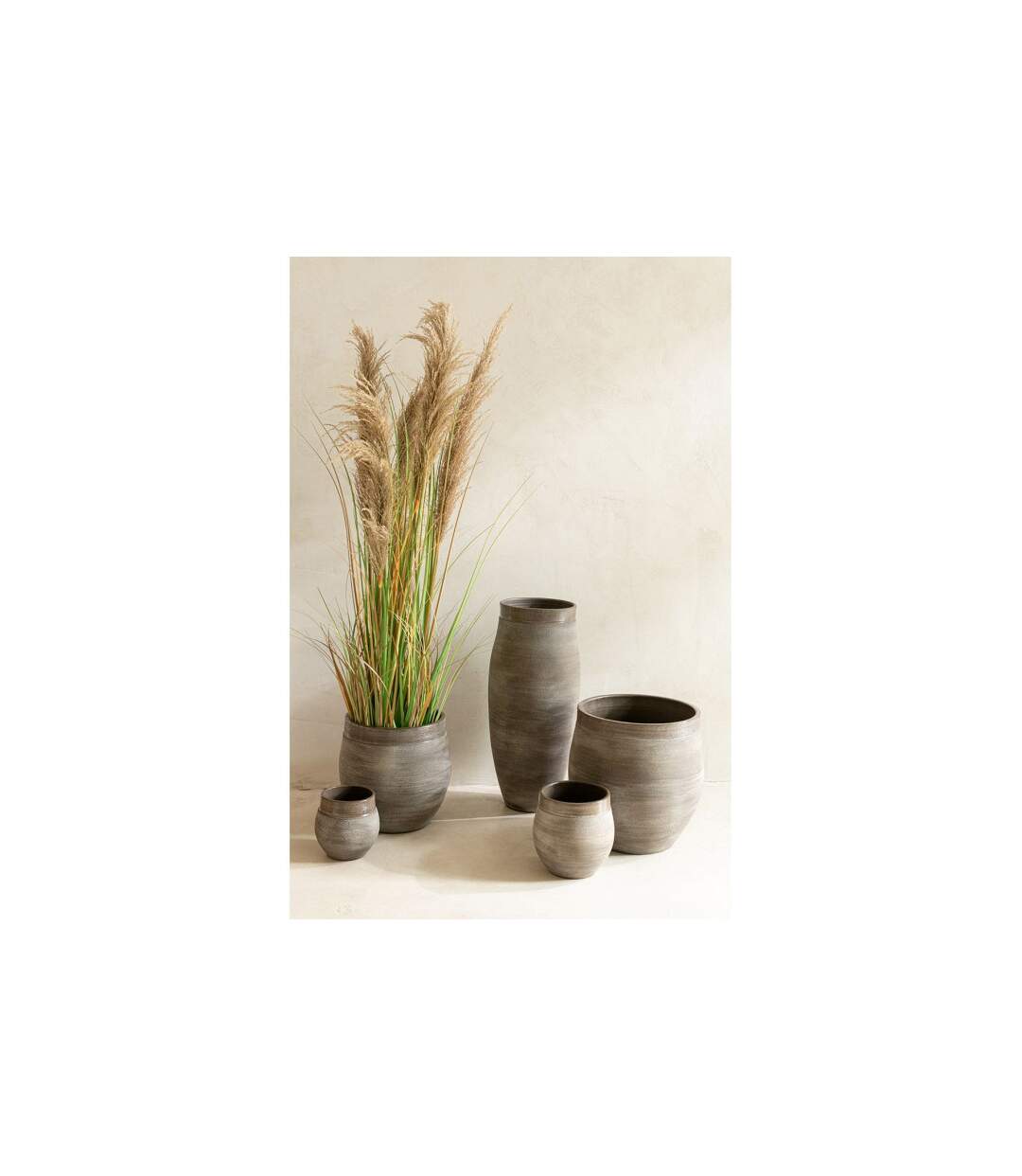 Herbe de Pampas Artificielle en Pot 5 Têtes 140cm Vert & Beige-3
