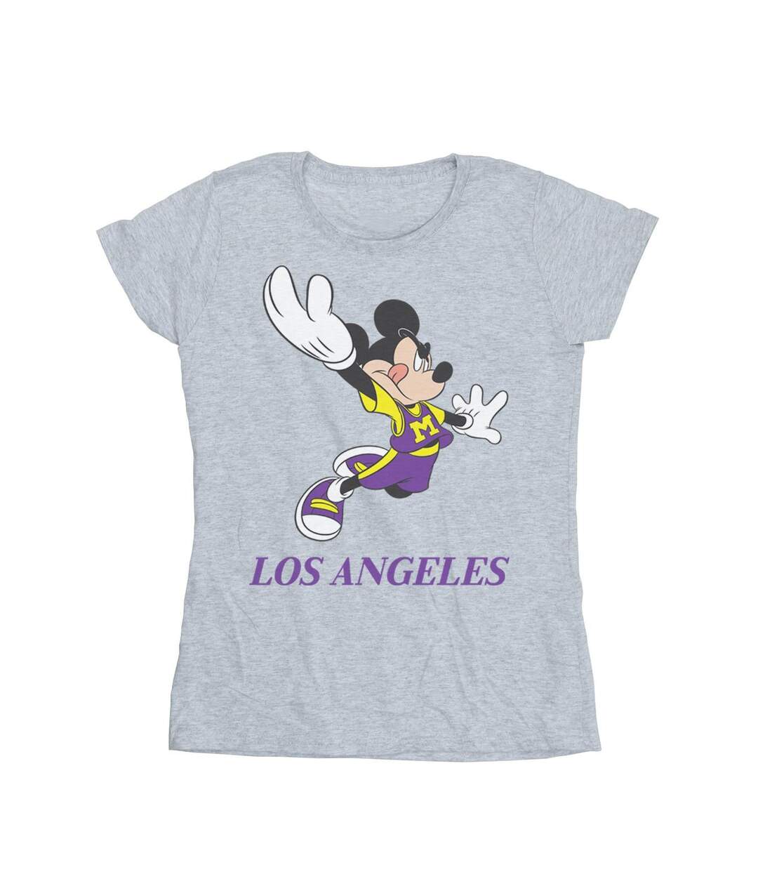 Disney T-shirt en coton Mickey Mouse Los Angeles Femme/Femme (Gris sportif) - UTBI33108-1