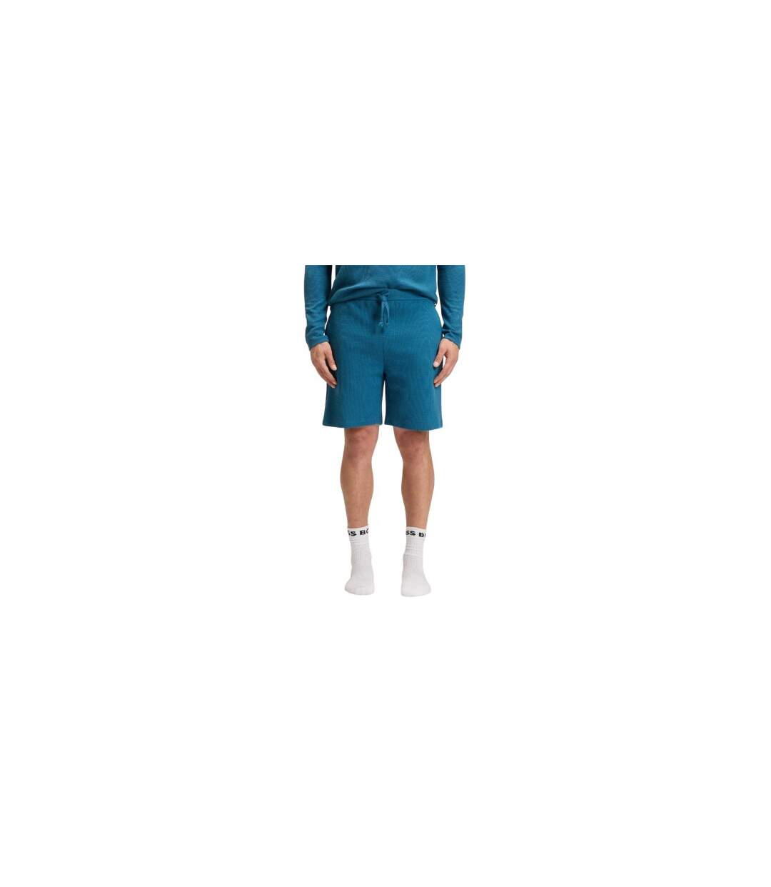 Mens Relaxed Fit Pyjama Shorts Blue Boss-1