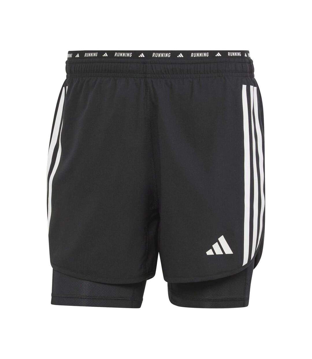 Mens Own The Run 3 Stripes 2 In 1 Running Shorts Black Adidas-2