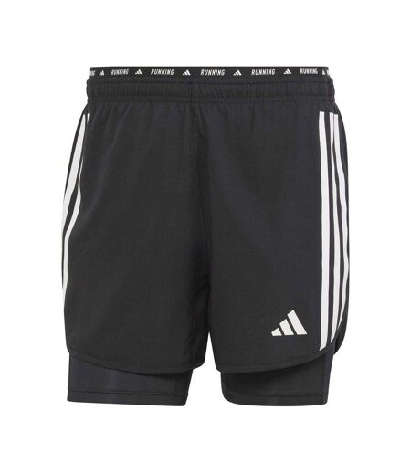 Mens Own The Run 3 Stripes 2 In 1 Running Shorts Black Adidas