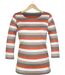 MAYFLOWER DIXIE1 - Tee-shirt manches 3/4 en coton rib : rayures crème, beige, taupe et orange-2