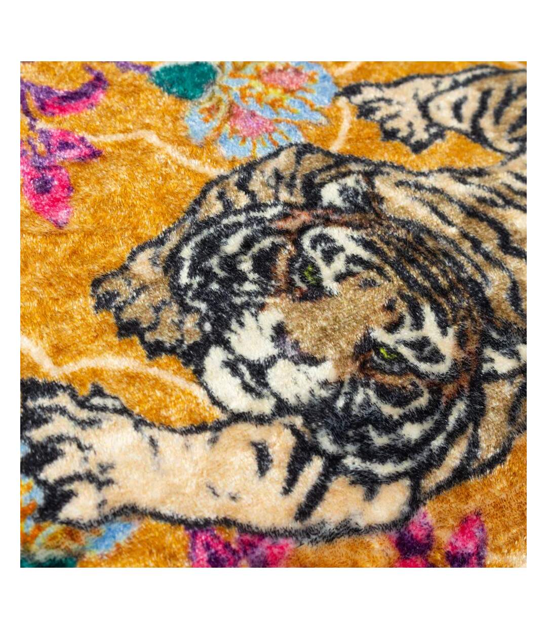 Tropics tigerscope piped velvet cushion cover 50cm x 50cm gold Wylder