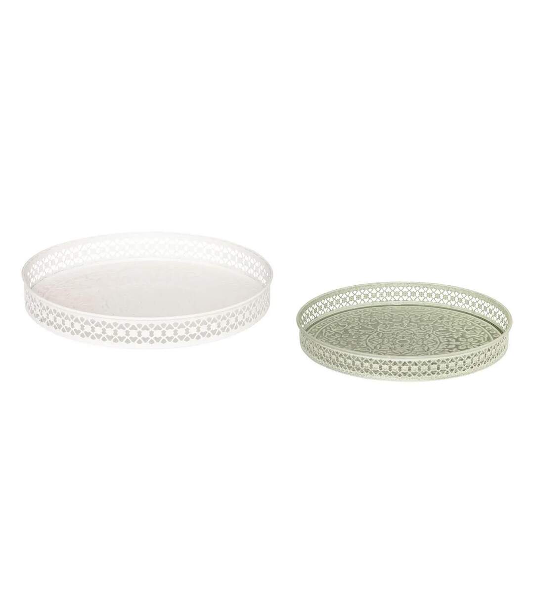 Lot de 2 Plateaux Déco Wild Romance 31cm Blanc & Vert-1