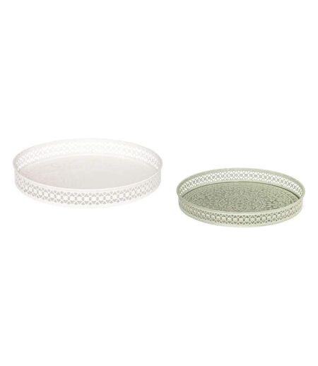 Lot de 2 Plateaux Déco Wild Romance 31cm Blanc & Vert