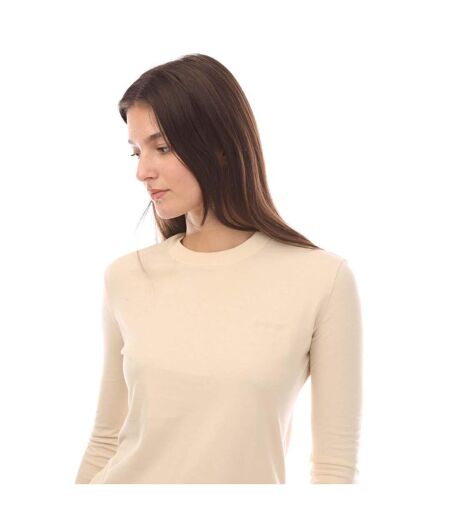 T-shirt Manches Longues Diagonal Femme Beige Off White
