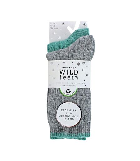 2 Pack Ladies Cable Knit Heel & Toe Socks