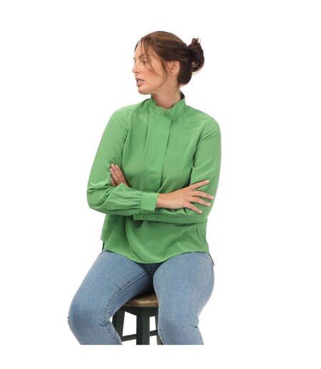 Womens/ladies marylou silk standing collar shirt green Ted Baker