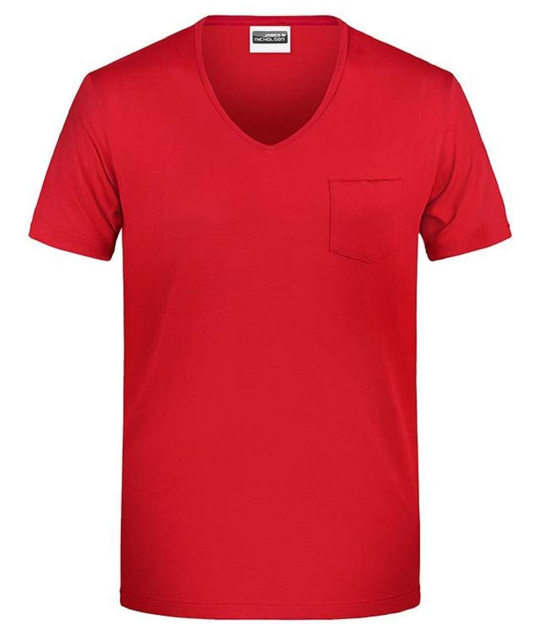 T-shirt BIO col V poche poitrine - Homme - 8004 - rouge