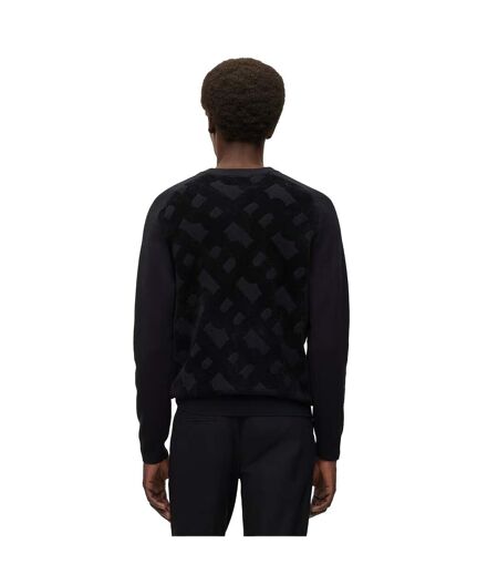 Mens Regular Raglan Long-sleeved Casual Sweater Top Black Boss