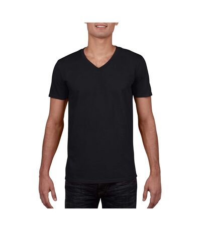 T-shirt À Manches Courtes Et Col En V Homme Noir Gildan