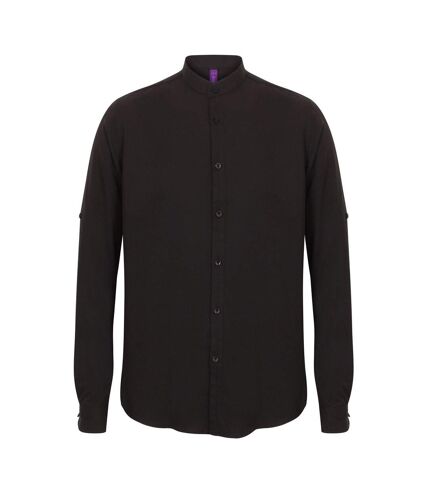 Henbury Mens Wicking Mandarin Collar Roll Sleeve Shirt ()