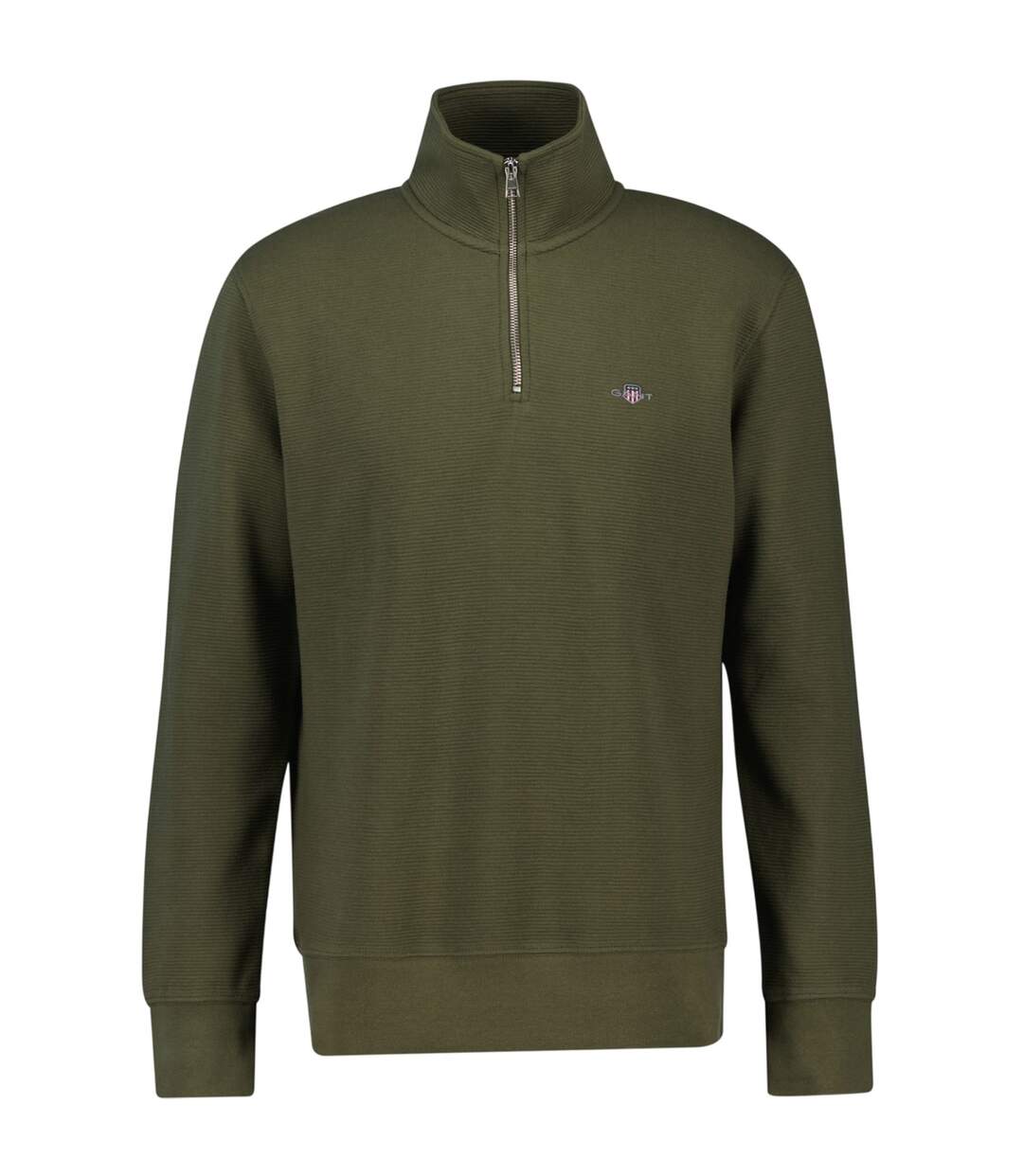 Mens Embroidered Logo Half Zip Sweatshirt Juniper Green Gant-1