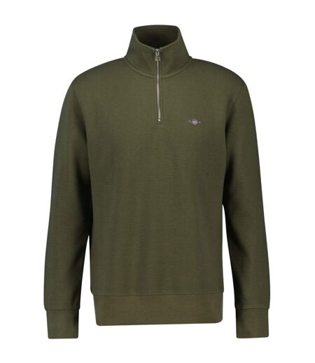 Mens Embroidered Logo Half Zip Sweatshirt Juniper Green Gant