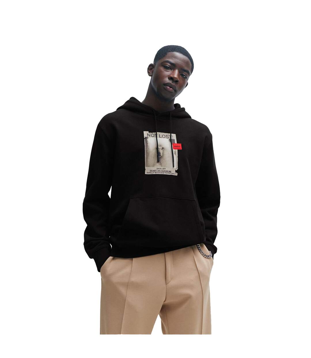 Sweat À Capuche Motif/style Imprimé Chien Homme Noir Hugo-1