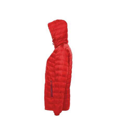 2786 Womens/Ladies Hooded Water & Wind Resistant Padded Jacket (Red/Navy) - UTRW3425
