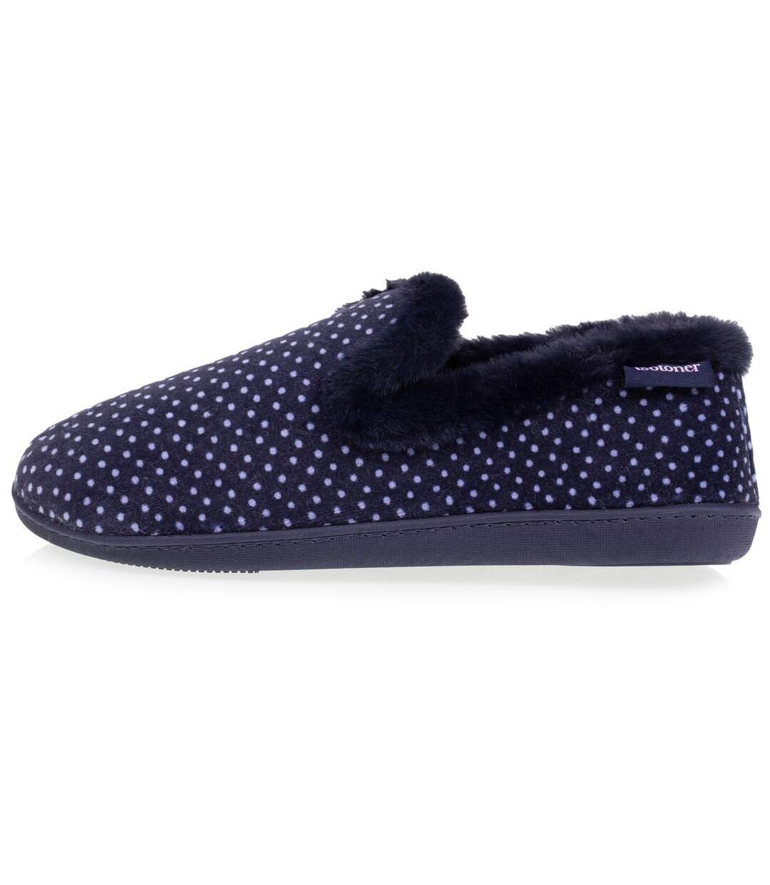 Isotoner Chaussons Charentaises femme soutien voûte plantaire, mémoire de forme, chaud et tendance à pois-3