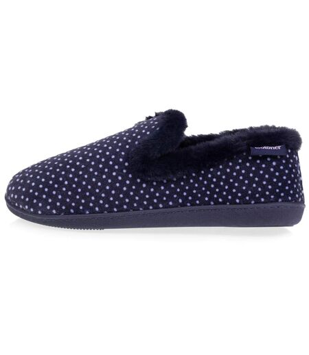 Isotoner Chaussons Charentaises femme soutien voûte plantaire, mémoire de forme, chaud et tendance à pois