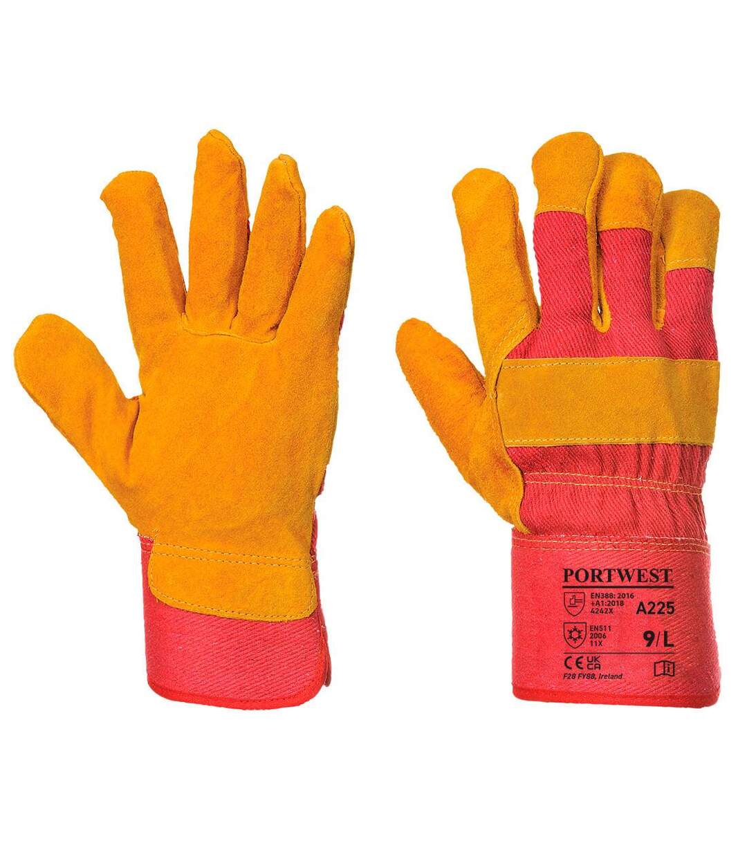 Unisex adult a225 fleece lined leather rigger gloves xl red Portwest-1