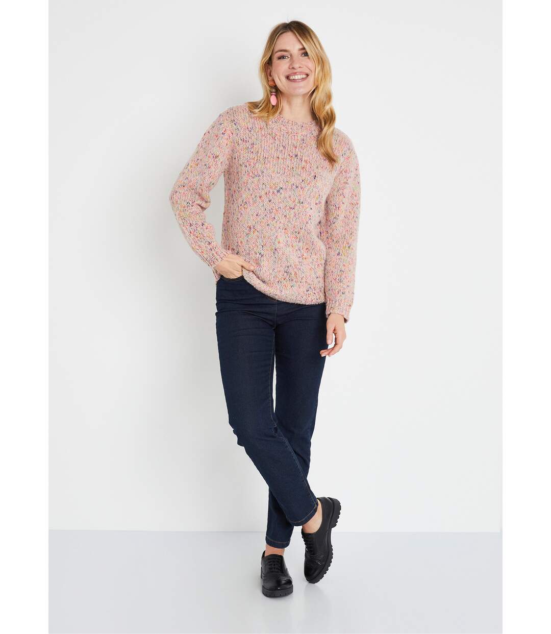 Pull chaud mouliné col rond avec laine et mohair-3