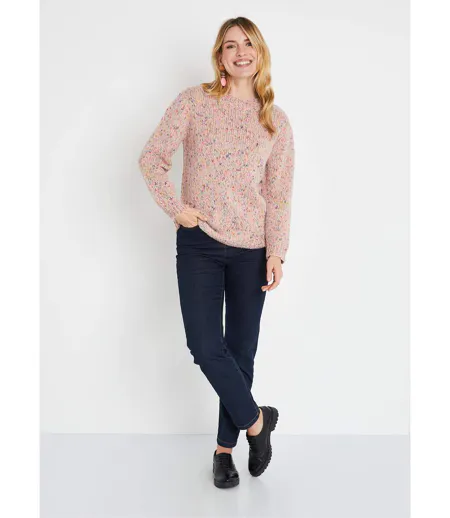Pull chaud mouliné col rond avec laine et mohair