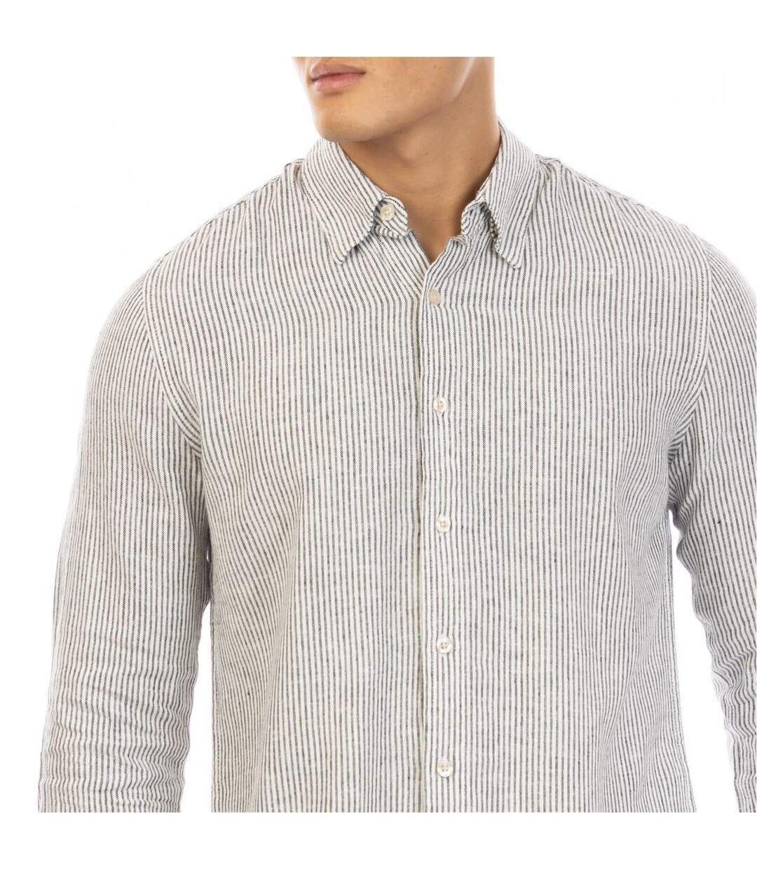 Mens Rascoe Collared Long-sleeved Button-down Shirt Black White Peter Werth-4