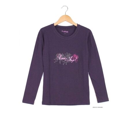 MAYFLOWER SH1060 – Tee-shirt manches longues violet col rond sérigraphié pour un style audacieux