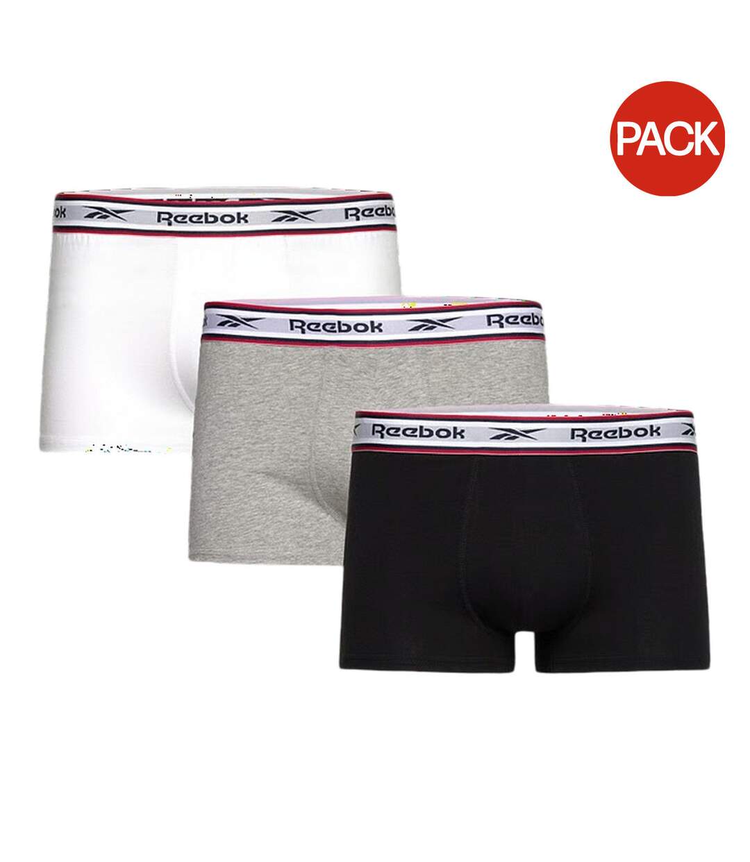Lot De 3  Boxers Homme Noir Blanc Gris Reebok-1