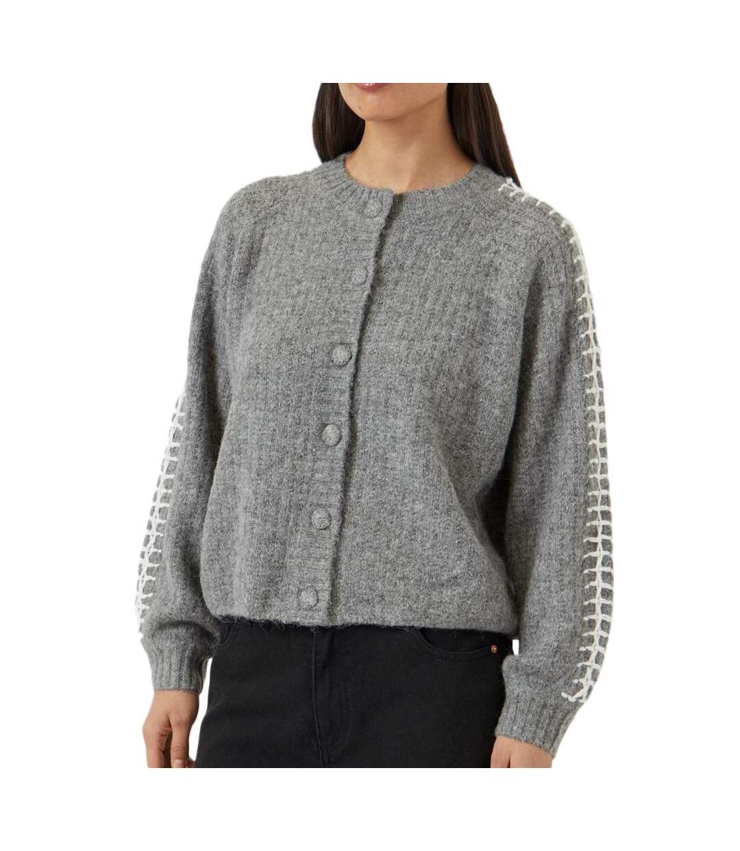 Gilet gris femme yas knit-1