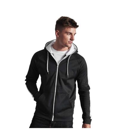 Mens Polyester Sport Full Zip Hoodie Jet Black Arctic White Awdis