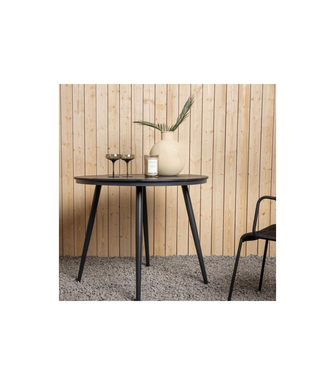 Table de Jardin Ronde Break 90cm Noir-5