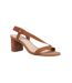 Womens/ladies Sling Back High Block Heel Sandals Tan Dune London-4
