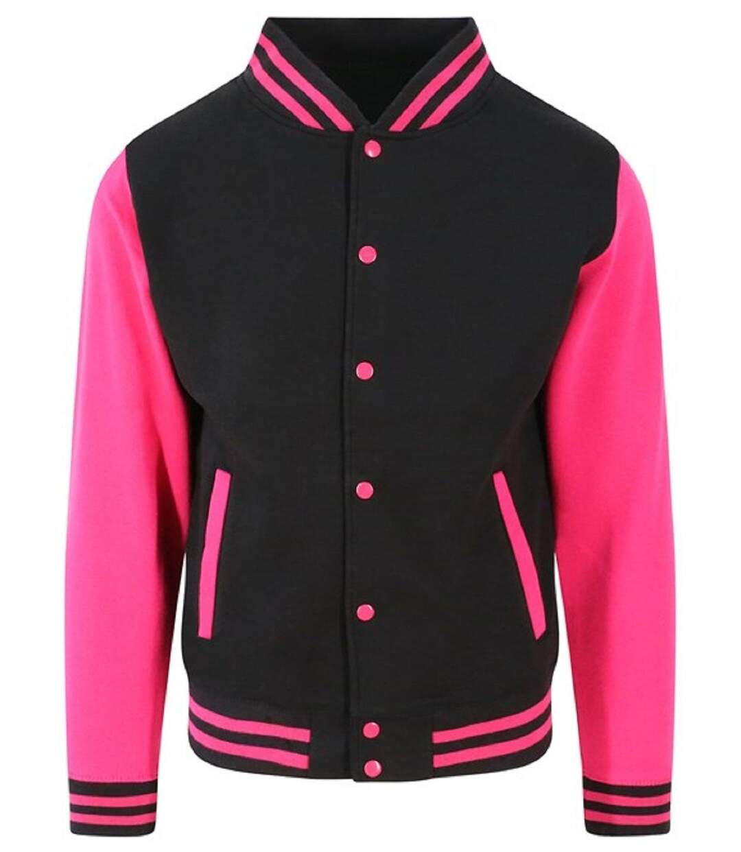 Veste teddy style collège américain université - JH043 - noir et rose foncé