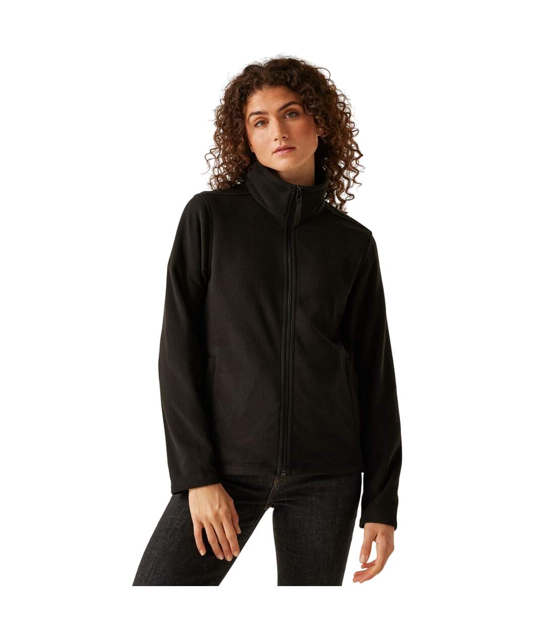 Womens/ladies Micro Full Zip Fleece Jacket Black Regatta-2