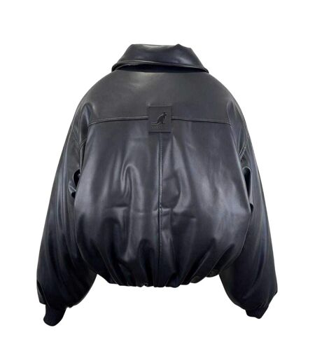 Womens/ladies Plain Ribbed Cuff Bomber Jacket Black Kangol