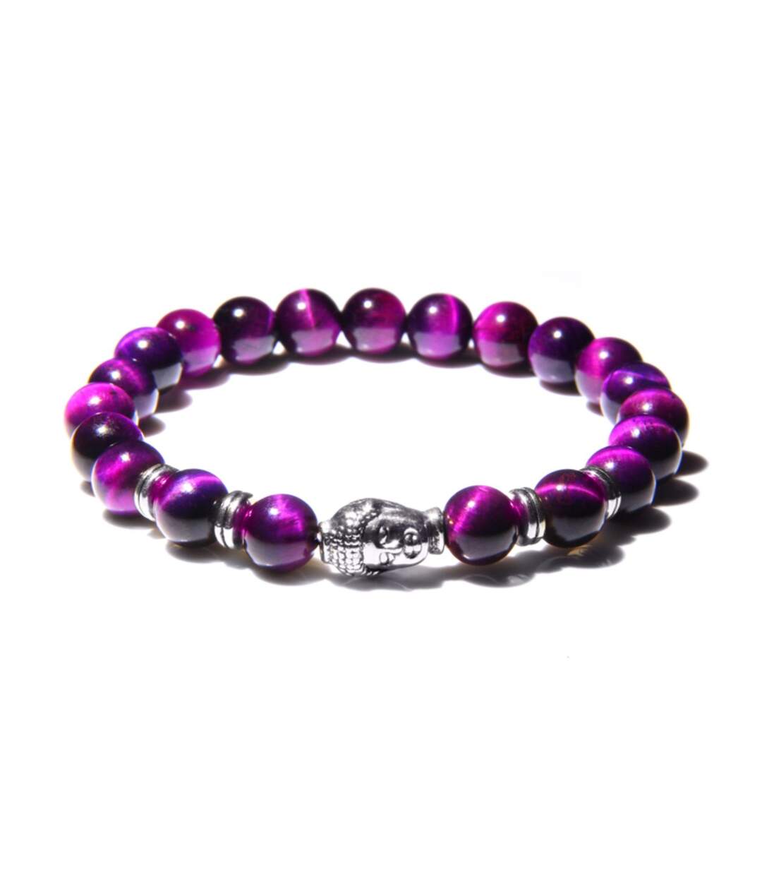 Bracelet bouddha en oeil de tigre mauve-1