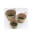 Cache-pots en jonc naturel et coton vert (lot de 3)